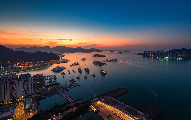 蓝色的港湾繁华的海边城市夜景摄影真实,高清,摄影图,摄影图片,图片大全,摄影图免费下载